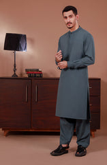 SLATE GREY BLENDED KAMEEZ SHALWAR