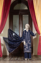 EMBROIDERED CAMBRIC 3PCS UNSTITCHED