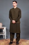 WINTER'24 MEN KAMEEZ SHALWAR WITH WAIST COAT BROWN