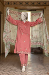 EMBROIDERED CAMBRIC STITCHED 3 PIECE