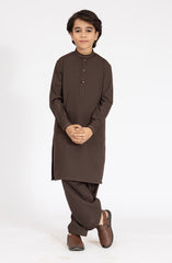 CHOCOLATE-BROWN EMBROIDERED BLENDED KAMEEZ SHALWAR