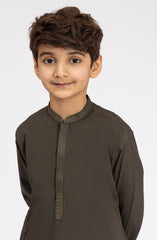 OLIVE-GREEN EMBROIDERED BLENDED KAMEEZ SHALWAR