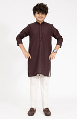 MAROON BLENDED EMBROIDERED KURTA