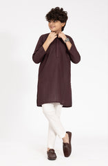 MAROON BLENDED EMBROIDERED KURTA