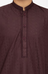 MAROON BLENDED EMBROIDERED KURTA