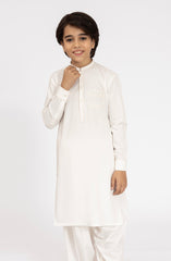 OFF WHITE EMBROIDERED BLENDED KAMEEZ SHALWAR