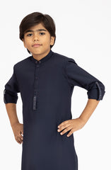NAVY EMBROIDERED BLENDED KAMEEZ SHALWAR