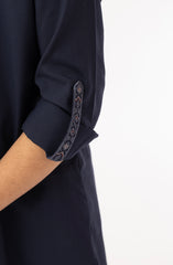 NAVY EMBROIDERED BLENDED KAMEEZ SHALWAR