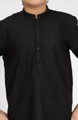 BLACK BLENDED EMBROIDERED KURTA