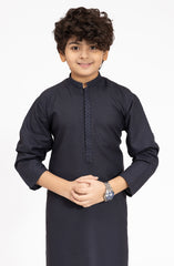 NAVY BLENDED EMBROIDERED KURTA
