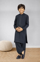 BOTTLE-GREEN EMBROIDERED BLENDED KAMEEZ SHALWAR