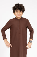 BRICK-BROWN BLENDED EMBROIDERED KURTA