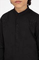 BLACK EMBROIDERED BLENDED KAMEEZ SHALWAR