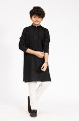 BLACK BLENDED EMBROIDERED KURTA