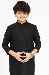 BLACK BLENDED EMBROIDERED KURTA