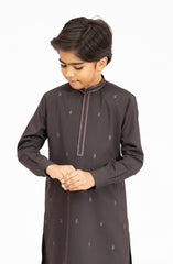 DARK GREY EMBROIDERED BLENDED KAMEEZ SHALWAR