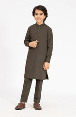 OLIVE-GREEN BLENDED KURTA PYJAMA