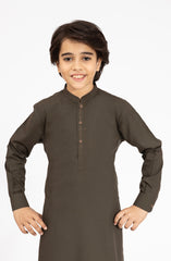 OLIVE-GREEN BLENDED KURTA PYJAMA