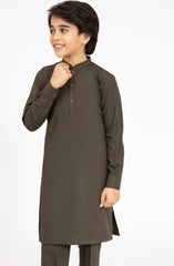 OLIVE-GREEN BLENDED KURTA PYJAMA