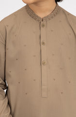 KHAKI BLENDED EMBROIDERED KAMEEZ SHALWAR