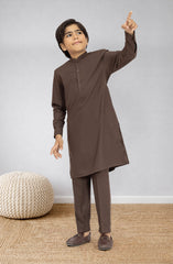 CHOCOLATE BROWN BLENDED KURTA PYJAMA