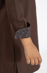 CHOCOLATE BROWN BLENDED KURTA PYJAMA