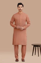 CAMEL BLENDED EMBROIDERED KAMEEZ SHALWAR