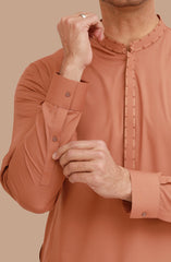 CAMEL BLENDED EMBROIDERED KAMEEZ SHALWAR