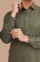 FOREST-GREEN 100% COTTON KAMEEZ SHALWAR