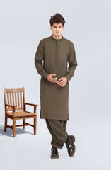 OLIVE-GREEN BLENDED KAMEEZ SHALWAR