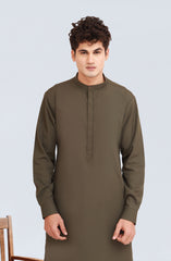 OLIVE-GREEN BLENDED KAMEEZ SHALWAR