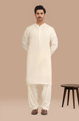 CREAM BLENDED EMBROIDERED KAMEEZ SHALWAR
