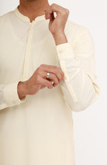 CREAM BLENDED EMBROIDERED KAMEEZ SHALWAR
