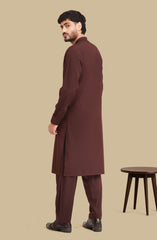 MAROON BLENDED EMBROIDERED KAMEEZ SHALWAR