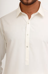 OFF WHITE BLENDED KAMEEZ SHALWAR