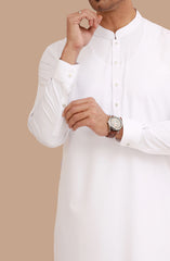 WHITE BLENDED KAMEEZ SHALWAR