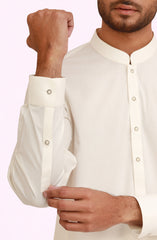 OFF-WHITE 100% COTTON EMBROIDERED KAMEEZ SHALWAR