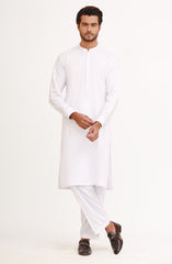 WHITE BLENDED KAMEEZ SHALWAR