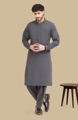 BLUEISH-GREY BLENDED EMBROIDERED KAMEEZ SHALWAR