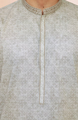 PASTEL-GREY 100% COTTON PRINTED KURTA
