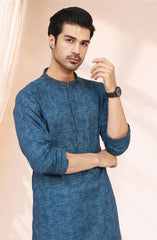 INK-BLUE 100% COTTON PRINTED KURTA