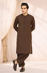 KHAKI BLENDED EMBROIDERED KAMEEZ SHALWAR