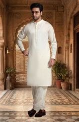CREAM 100% COTTON KAMEEZ SHALWAR