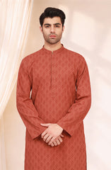 RUST 100% COTTON EMBROIDERED KURTA