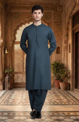MIDNIGHT-BLUE BLENDED KAMEEZ SHALWAR