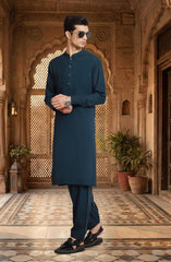 MIDNIGHT-BLUE BLENDED KAMEEZ SHALWAR