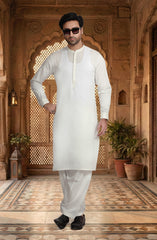 OFF WHITE 100% COTTON KAMEEZ SHALWAR