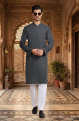 GREY BLENDED EMBROIDERED KURTA