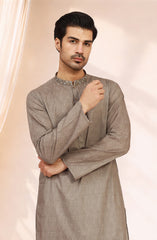 SAND-BROWN 100% COTTON PRINTED KURTA