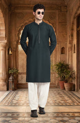 TEAL BLENDED EMBROIDERED KURTA